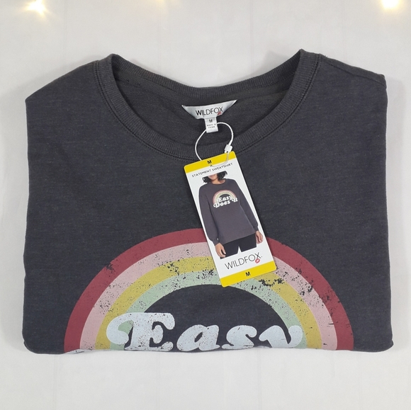 Wildfox | easy does it logo distressed graphic grey sweatshirt | Medium - Picture 3 of 13